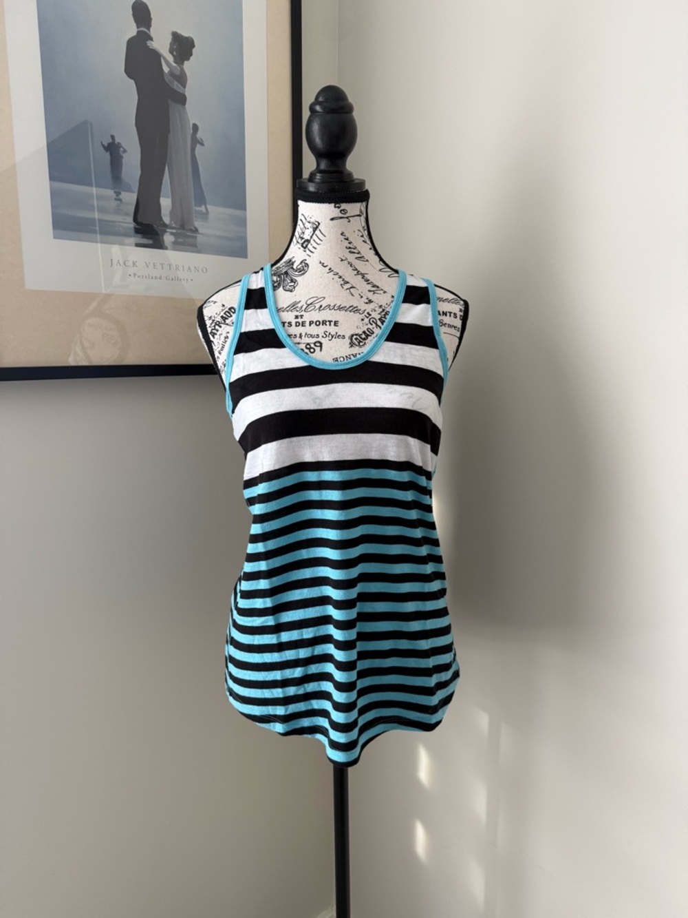 Victoria's Secret Black, White & Blue Striped Tank